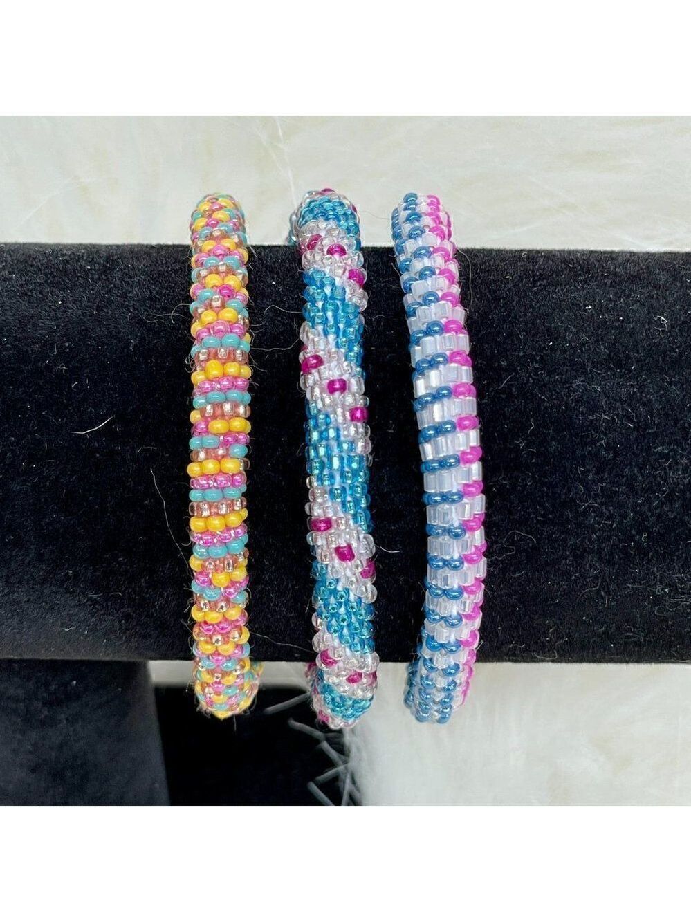 HAND CRAFTED in Nepal Beaded Bracelets (set of 3) #660